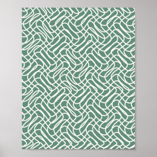 Póster Patrón de línea abstracta verde