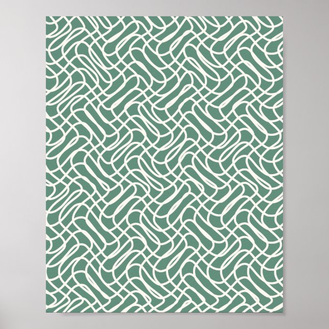 Póster Patrón de línea abstracta verde (Frente)