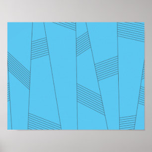 Póster Patrón de línea azul, simple, elegante y abstracto