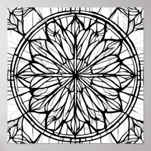 Póster Patrón de línea de catedral intrincada: vidrio emp
