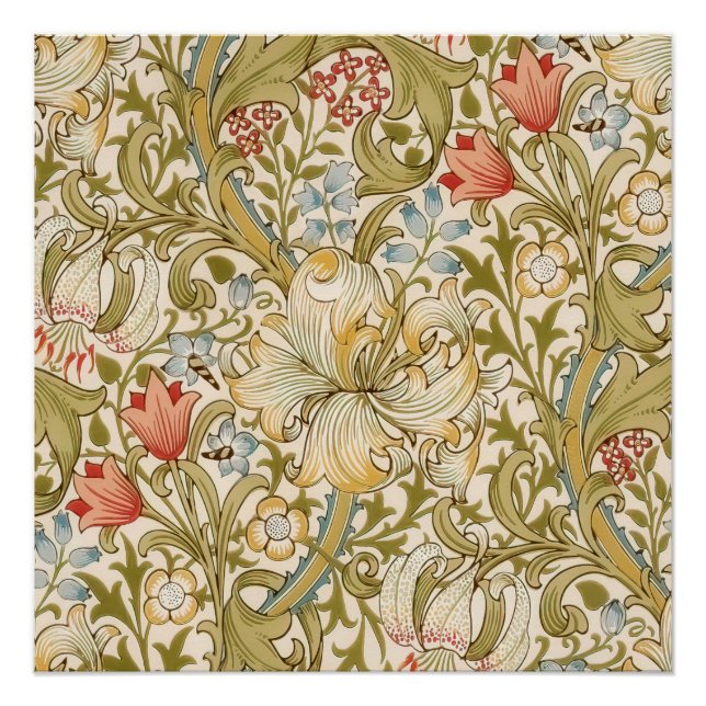 Póster Patrón de lirio de William Morris (Anverso)