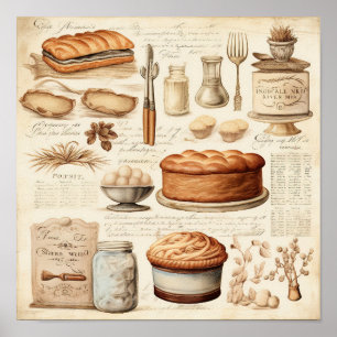 Póster Patrón de luces culinarias vintage