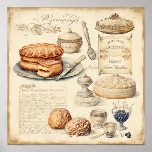 Póster Patrón de luces culinarias vintage