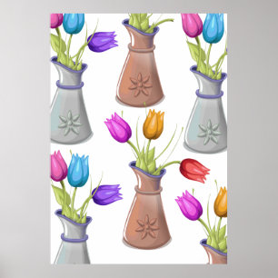 Póster Patrón de macetas de flores