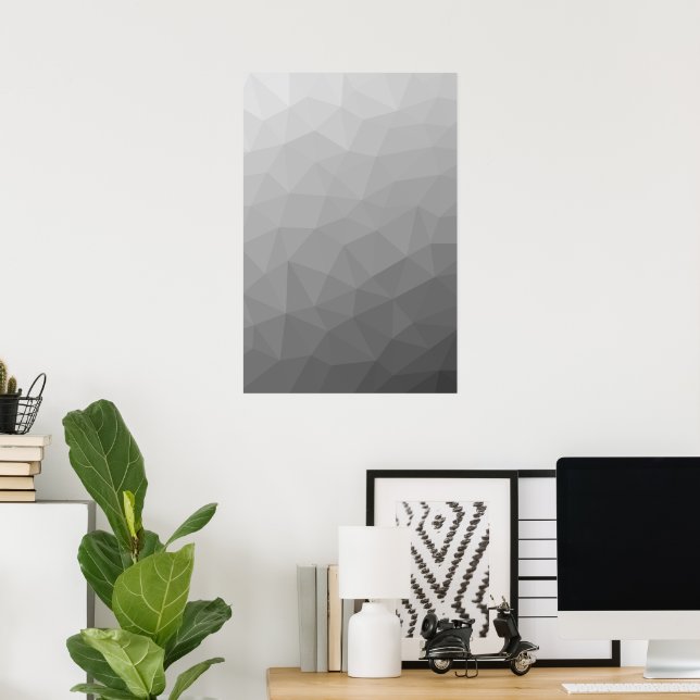 Póster Patrón de malla geométrica de gradiente gris (Oficina en casa)