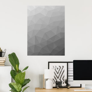 Póster Patrón de malla geométrica de gradiente gris