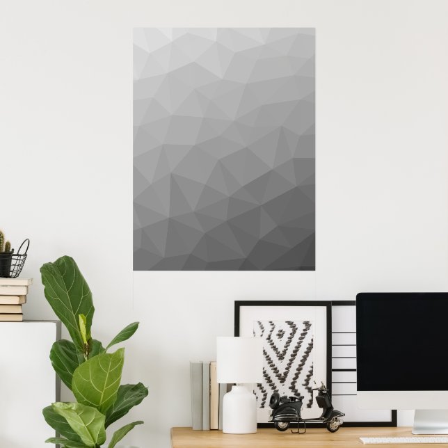 Póster Patrón de malla geométrica de gradiente gris (Oficina en casa)
