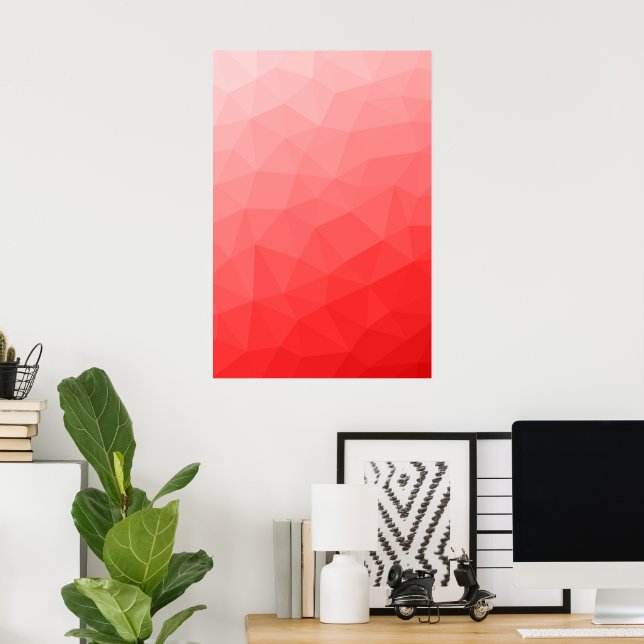 Póster Patrón de malla geométrica de gradiente rojo (Oficina en casa)
