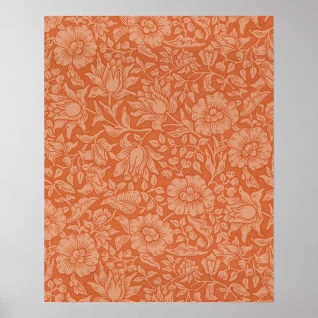 Póster Patrón de Malva de William Morris: Floral Terracot (Frente)