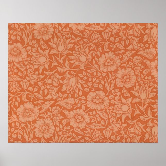 Póster Patrón de Malva de William Morris: Floral Terracot (Frente)