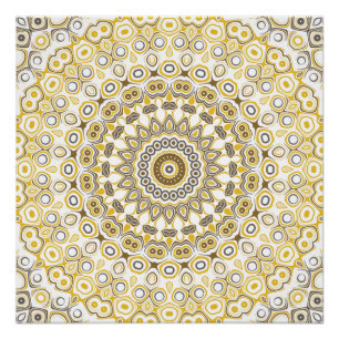 Póster Patrón de Mandala amarillo dorado