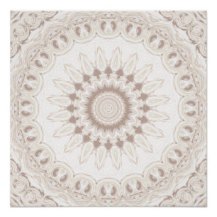 Póster Patrón de Mandala Beige y Crema