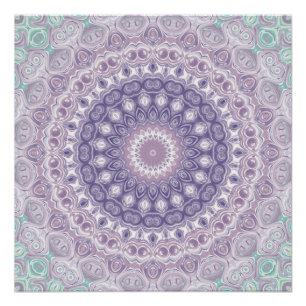Póster Patrón de Mandala de Lavanda y Lila