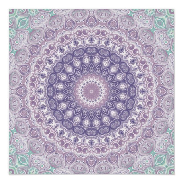 Póster Patrón de Mandala de Lavanda y Lila (Anverso)