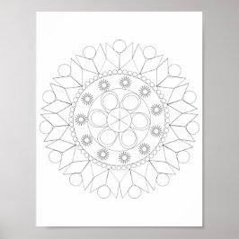 Póster - Patrón de Mandala Elegante para Colorear