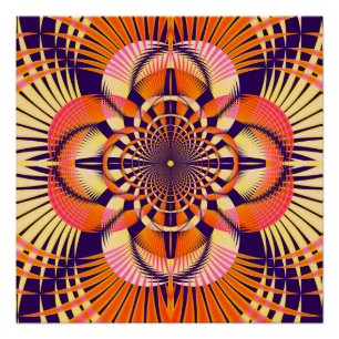 Póster Patrón de mandala fractal geométrico Art Deco