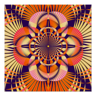 Póster Patrón de mandala fractal geométrico Art Deco