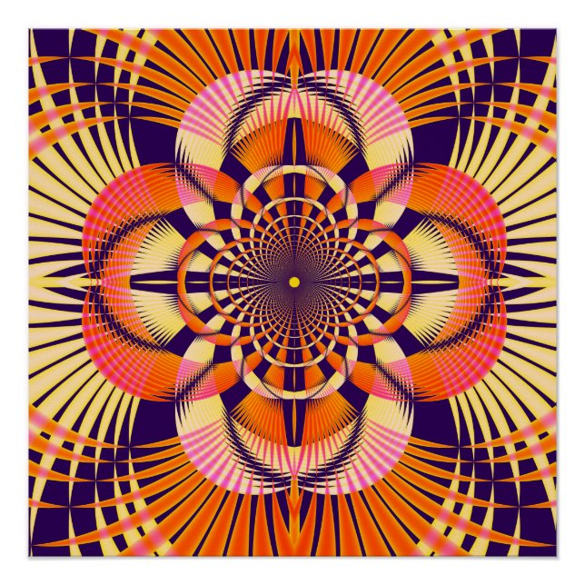 Póster Patrón de mandala fractal geométrico Art Deco (Anverso)