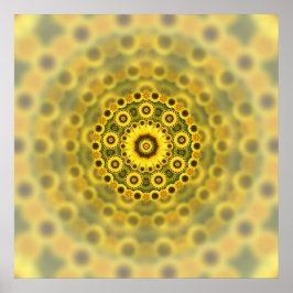 Póster Patrón de Mandala Hippy Sunflower Fractal