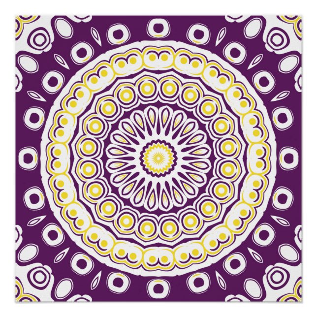 Póster Patrón de Mandala morado y dorado (Anverso)