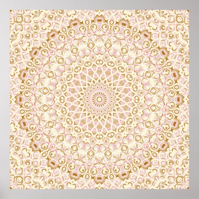 Póster Patrón de Mandala Rosa Dorado Cálido (Frente)