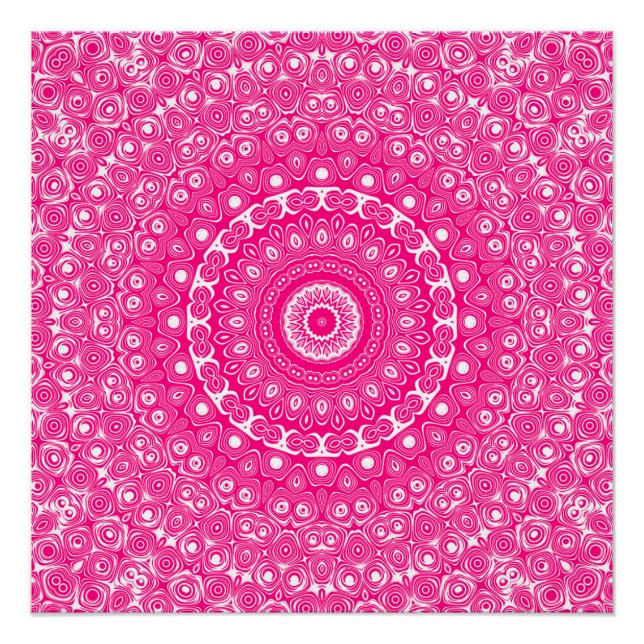 Póster Patrón de Mandala Rosa Rosa Vibrante (Anverso)