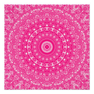 Póster Patrón de Mandala rosa Rosa Vivid