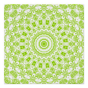 Póster Patrón de Mandala Verde Chartreuse