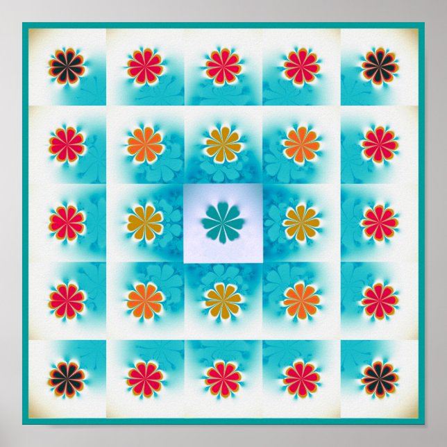 Póster Patrón de margaritas fractal (Frente)