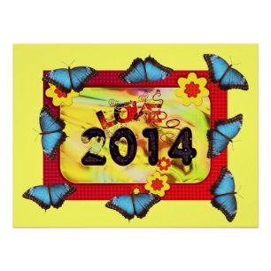 Póster Patrón de mariposa de año nuevo Oficina Paz Destin