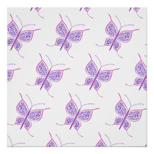 Póster Patrón de Mariposa Morada