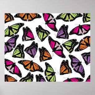 Póster Patrón de mariposas coloridas