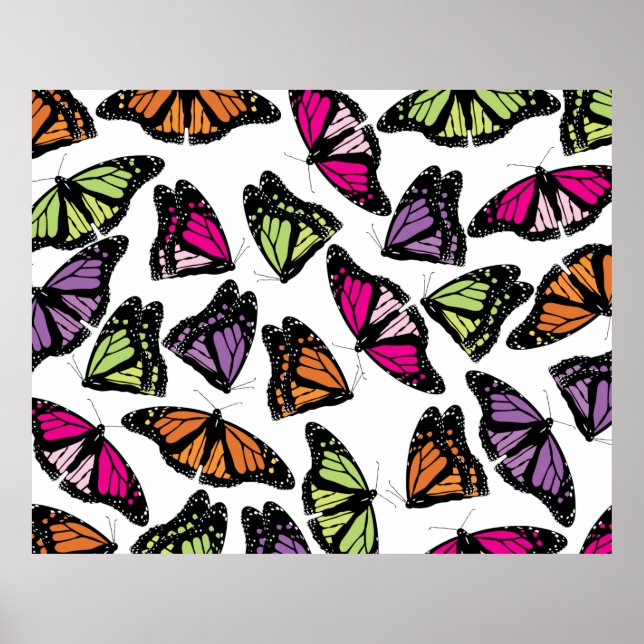 Póster Patrón de mariposas coloridas (Frente)