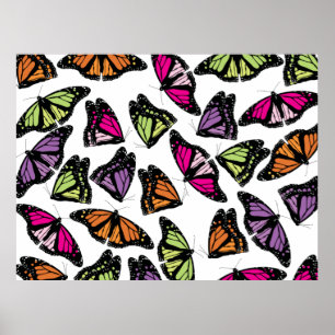 Póster Patrón de Mariposas Coloridas