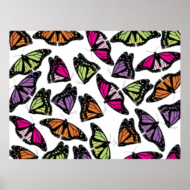 Póster Patrón de Mariposas Coloridas (Frente)