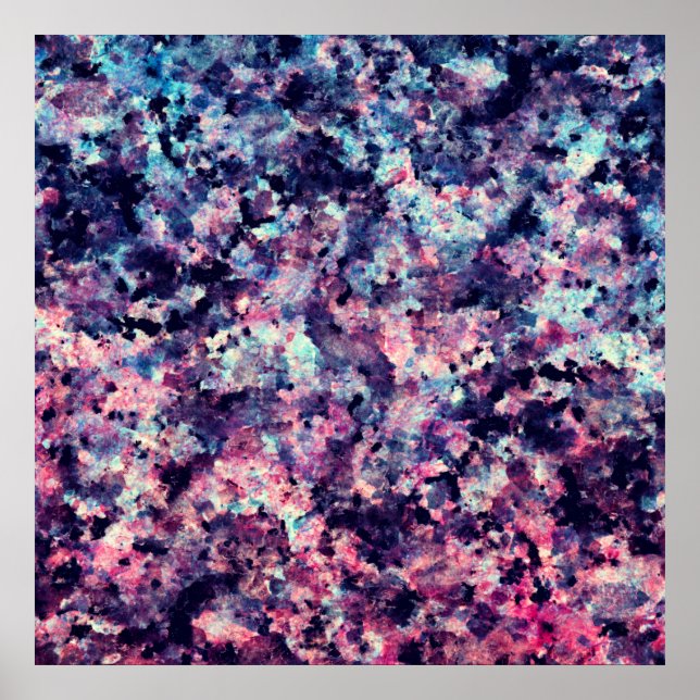 Póster Patrón de mármol de granito verde azulado, rosa y  (Frente)
