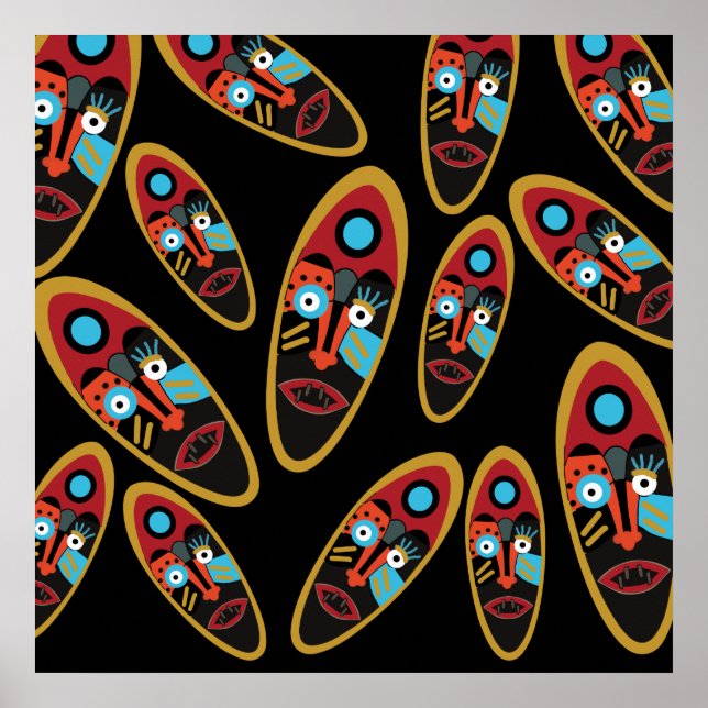 Póster Patrón de máscara moderna abstracta (Frente)