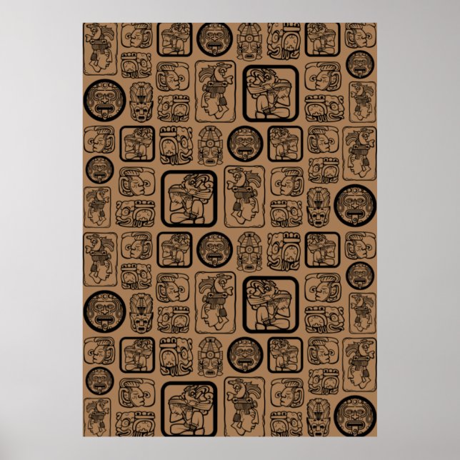 Póster Patrón de mascarilla antigua de la tribu MAYA 1 (Frente)