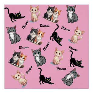 Póster Patrón de maullido de gatos