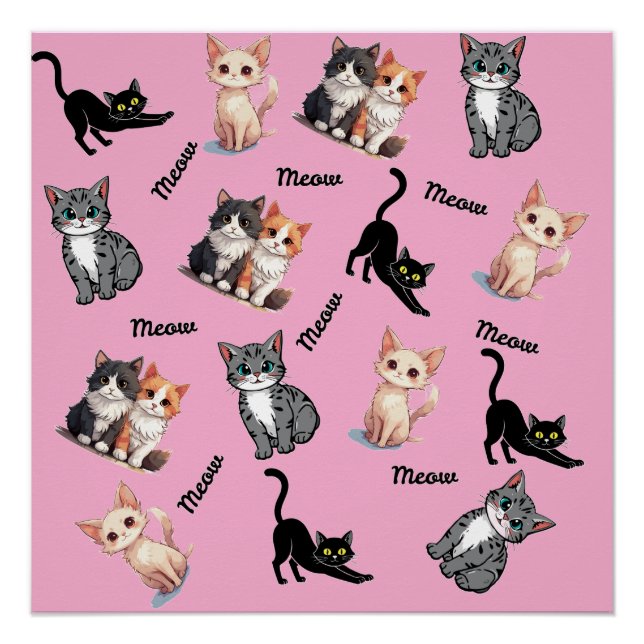 Póster Patrón de maullido de gatos (Anverso)