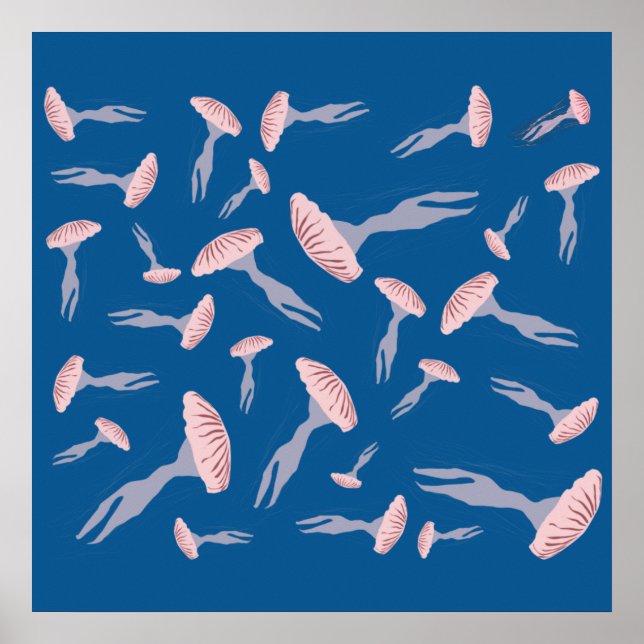 Póster Patrón de medusas del océano azul profundo (Frente)