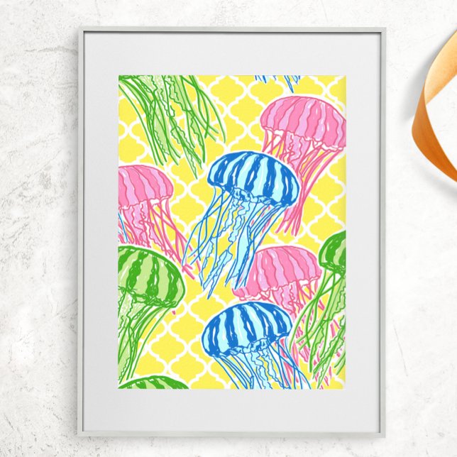 Póster Patrón de medusas tropicales coloridas (Subido por el creador)