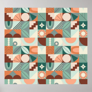 Póster Patrón de mosaico abstracto, geométrico y sin sold