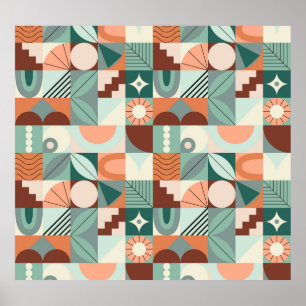 Póster Patrón de mosaico abstracto, geométrico y sin sold