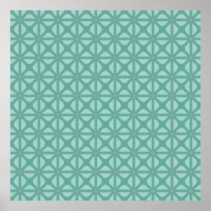 Póster Patrón De Mosaico De Entramado Rosa Y Verde Yukka