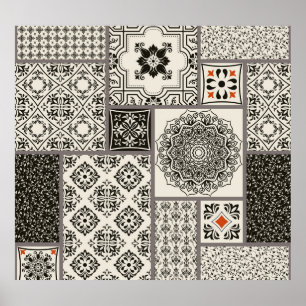 Póster Patrón de mosaico de la alfombra mallónica islámic