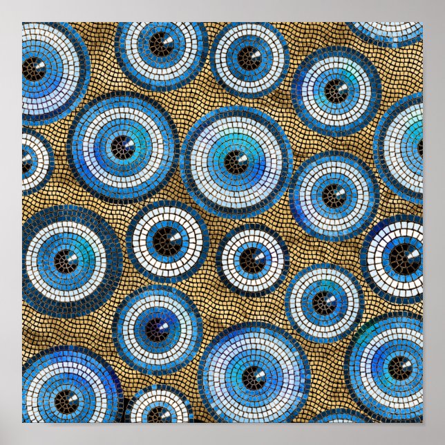 Póster Patrón de mosaico de ojos malvados (Frente)
