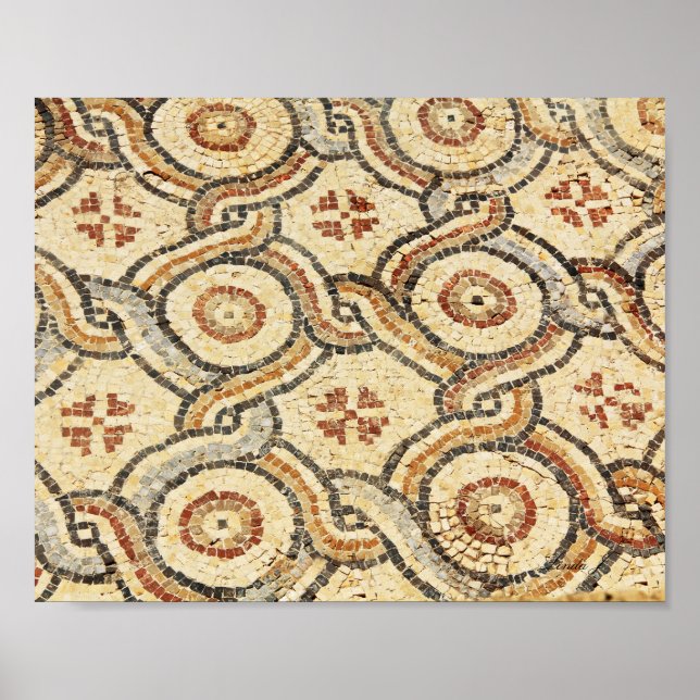 Póster Patrón de mosaico de piso abstracto en imagen de t (Frente)