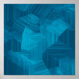 Póster Patrón de mosaico de rejilla de cian de alto contr