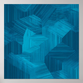 Póster Patrón de mosaico de rejilla de cian de alto contr